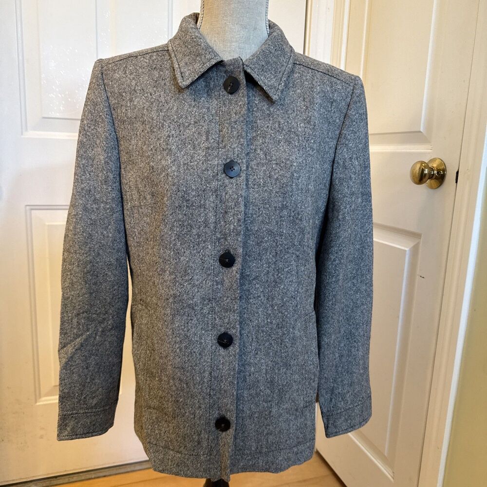 VINTAGE OLD MONEY CORE Aquascutum Black Wool Blazer Women’s Size 14 Heathered